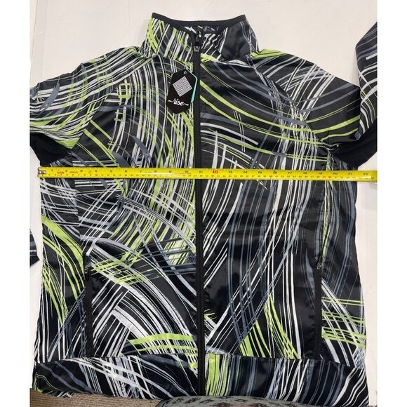 NWT Rise by LuLaRoe Determined Athletic Zip Jacket Small Black Green Hi-Low Vent - Picture 15 of 16